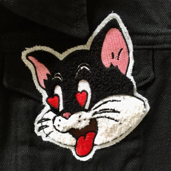 Cats in Love - Cropped Denim Vest - Embroidered Patches - XS - Picture 3 of 9